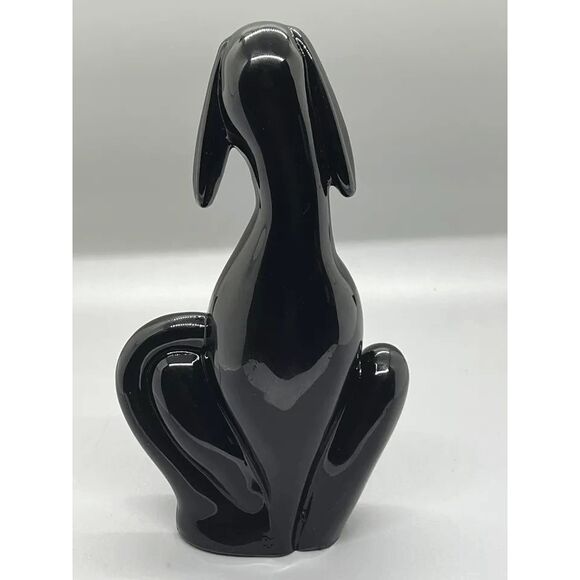 Viking Glass Epic Dog Figurine - Shiny Black Hound by Mosser Glass, 8" Solid Gla - Picture 3 of 10